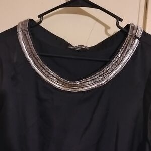 Adrianna Papell Black Top with Metallic Accents